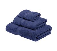 Superior Madison TS Lot de 3 Serviettes en Coton égyptien 900 g/m², Bleu Marine, 100 peigné à Fibres Longues de qualité supérieure, 3 Piece Towel Set