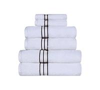 Superior - Hotel Collection Lot de Serviettes de Luxe, 100% Coton, Blanc/Chocolat, 900 g, 6 pièces