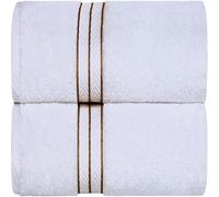 Superior - Hotel Collection Serviettes de Bain, 100% Coton, Blanc/Toast, 900 g, Lot de 2