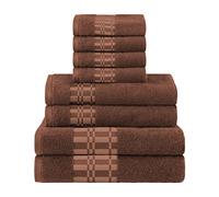 Superior Larissa Collection Larissa Lot de 8 Serviettes en Coton à Motif géométrique avec Bordure en Peluche à séchage Rapide pour Salle de Bain et Spa - Comprend 2 Serviettes de Bain, 2 Mains, 4