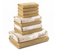 Superior Lot de 10 serviettes assorties en coton uni et marbré comprenant 2 serviettes de bain, 4 mains, 4 débarbouillettes/serviettes pour le visage, douces, absorbantes, accessoires de salle de bain