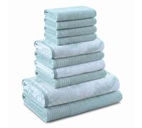 Superior Lot de 10 serviettes assorties en coton uni et marbré comprenant 2 serviettes de bain, 4 mains, 4 débarbouillettes/serviettes pour le visage, douces, absorbantes, accessoires de salle de bain