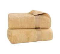Superior Lot de 2 draps de Bain surdimensionnés de qualité hôtelière et Spa 100% Coton peigné à Longues Fibres Doré 86,4 x 172,7 cm chacune