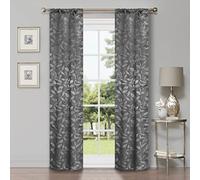 Superior Lot de 2 Rideaux occultants Thermiques de Style bohème Moderne avec Passe-Tringle pour Chambre à Coucher, Motif Feuilles, 66 x 160 cm, Noir nickelé