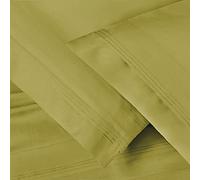 SUPERIOR Lot de 2 taies d'oreiller Standard en Coton égyptien 600 Fils Vert Olive