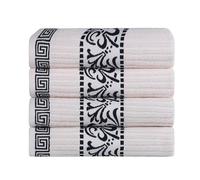 Superior Lot de 4 Serviettes de Bain décoratives - Décoration Grecque/Florale pour Salle de Bain, Bain d'invités, Spa, Articles ménagers - Coton Absorbant de qualité supérieure - Collection Athènes -