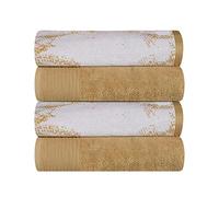 Superior Lot de 4 Serviettes de Bain en Coton uni et marbré à séchage Rapide, Grandes, très absorbantes, Douces, Accessoires de Salle de Bain Modernes, Accessoires de Salle de Bain, Douche, Bain,