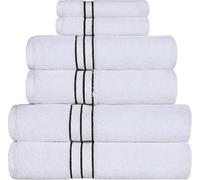 Superior - Lot de Serviettes de Luxe Collection Hotel, 100% Coton, Blanc/Noir, 900 g, 6 pièces