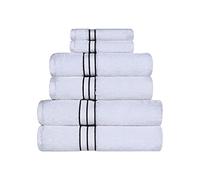 Superior - Lot de Serviettes de Luxe Collection Hotel, 100% Coton, Blanc/Sarcelle, 900 g, 6 pièces
