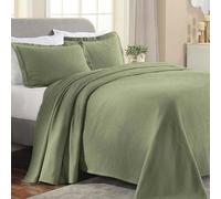 Superior Parure de lit 3 pièces Cachemire en Coton, décoration de lit, Couvre-lit décoratif, 2 taies d'oreiller, Couverture de Poids Moyen, literie en Matelas, Motif Floral Vintage, Grand lit, Sauge