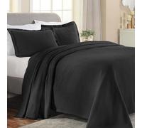 Superior Parure de lit 3 pièces Cachemire en Coton, décoration de lit, Couvre-lit décoratif, 2 taies d'oreiller, Couverture de Poids Moyen, literie en Matelas, Motif Floral Vintage, lit Double, Noire
