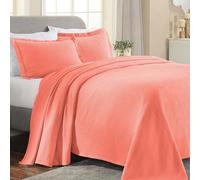 Superior Parure de lit 3 pièces en Coton Cachemire - Décoration - Couvre-lit décoratif - 2 taies d'oreiller - Couverture de Poids Moyen - Literie en Matelas - Floral Vintage - Grand lit - Corail