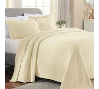 Superior Parure de lit 3 pièces en Coton Cachemire - Décoration - Couvre-lit décoratif - 2 taies d'oreiller - Couverture de Poids Moyen - Literie en Matelas - Floral Vintage - Lit Double - Ivoire