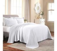 Superior Parure de lit en Coton Motif Fleur de lys - Couverture Chaude pour Toutes Les Saisons - Décoration de Chambre à Coucher - 1 Couvre-lit décoratif bohème - Comprend 1 Couvre-lit et 2 taies