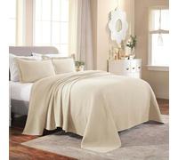 Superior Parure de lit en Coton Motif Fleur de lys - Couverture Chaude pour Toutes Les Saisons - Décoration de Chambre à Coucher - Couvre-lit décoratif bohème - Comprend 1 Couvre-lit et 2 taies