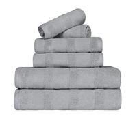 Superior Roma Lot de 6 Serviettes Assorties en Coton, très absorbantes, côtelées, séchage Rapide, Douche, Spa, Essentiels pour la Maison, Solides, Comprend 2 Serviettes de Bain, 2 essuie-Mains, 2