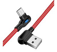 superior ZRL Angle Droit USB Micro Chargement Câble, 2 Pack LED Cordon de Chargeur tressé en Nylon avec câble de Chargeur Android LED 90 degrés et synchronisation des données for Android Équipement