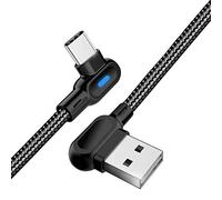 superior ZRL Câble USB C à Angle Droit avec Lampe à LED, 2 Pack USB C à USB Un câble de synchronisation tressé en Nylon pour Chargeur Rapide pour Samsung Galaxy S10 + S9 Plus Note 9 8, Huawei P30 Pro