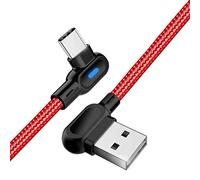 superior ZRL Câble USB C à Angle Droit avec Lampe à LED, 2 Pack USB C à USB Un câble de synchronisation tressé en Nylon pour Chargeur Rapide pour Samsung Galaxy S10 + S9 Plus Note 9 8, Huawei P30 Pro