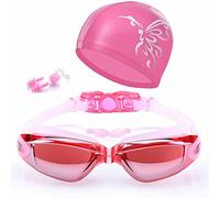 superior ZRL Natation Lunettes de Natation Cap Ensemble, 5 en 1 Natation Lunettes + Bonnet de Bain + Pince de Nez + Bouchons d'oreille + Cas, HD Anti-Brouillard 100% Protection UV
