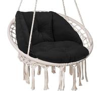SuperKissen24. Coussin de Fauteuil Suspendu - Coussin Fauteuil Jardin - Oreillers de Oeuf Suspendu - Coussin Rond - Oreiller Moelleux - Noir