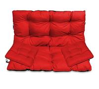 SuperKissen24. Coussin Dossier pour Banc de Jardin Canapé - 100x50 cm et Appui 100x60 cm + 2X 45x45 cm Coussin pour Chaise de Jardin - Intérieur/Extérieur - Imperméable - Rouge