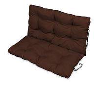 SuperKissen24. Coussin Dossier pour Banc de Jardin Canapé - 100x50 cm et Appui 100x60 - Intérieur/Extérieur - imperméable - Marron