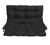 SuperKissen24. Coussin Dossier pour Banc de Jardin Canapé - 120x50 cm et Appui 120x60 cm + 2X 45x45 cm Coussin pour Chaise de Jardin - Intérieur/Extérieur - Imperméable - Noir