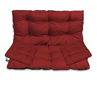 SuperKissen24. Coussin Dossier pour Banc de Jardin Canapé - 120x50 cm et Appui 120x60 cm + 2X 45x45 cm Coussin pour Chaise de Jardin - Intérieur/Extérieur - Imperméable - Rouge foncé
