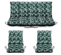 SuperKissen24. Coussin Dossier pour Banc de Jardin Canapé - 140x50 cm et Appui 140x60 cm + 2X 48x96 cm Coussin de Chaise Longue - Bain de Soleil - Intérieur/Extérieur - Imperméable - Exotic