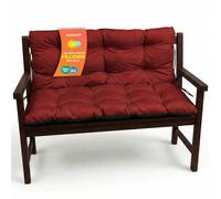 SuperKissen24. Coussin Dossier pour Banc de Jardin Canapé - 180x50 cm et Appui 180x60 - Intérieur/Extérieur - imperméable - Rouge foncé