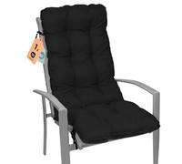 SuperKissen24. Coussin Dossier pour Chaise Longue, Siège, Banc de Jardin, Canapé - 123x48 cm - Bain de Soleil - Intérieur/Extérieur - imperméable - Noir