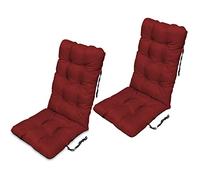 SuperKissen24. Coussin Dossier pour Chaise Longue, Siège, Banc de Jardin, Canapé - Lot de 2-123x48 cm - Bain de Soleil - Intérieur/Extérieur - imperméable - Rouge foncé