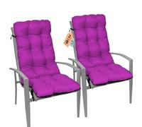 SuperKissen24. Coussin Dossier pour Chaise Longue, Siège, Banc de Jardin, Canapé - Lot de 2-123x48 cm - Bain de Soleil - Intérieur/Extérieur - imperméable - Fuchsia