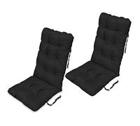 SuperKissen24. Coussin Dossier pour Chaise Longue, Siège, Banc de Jardin, Canapé - Lot de 2-123x48 cm - Bain de Soleil - Intérieur/Extérieur - imperméable - Noir