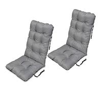 SuperKissen24. Coussin Dossier pour Chaise Longue, Siège, Banc de Jardin, Canapé - Lot de 2-123x48 cm - Bain de Soleil - Intérieur/Extérieur - imperméable - Gris