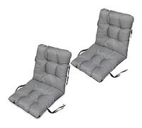 SuperKissen24. Coussin Dossier pour Chaise Longue, Siège, Banc de Jardin, Canapé - Lot de 2-96x48 cm - Bain de Soleil - Intérieur/Extérieur - imperméable - Gris