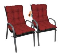 SuperKissen24. Coussin Dossier pour Chaise Longue, Siège, Banc de Jardin, Canapé - Lot de 2-96x48 cm - Bain de Soleil - Intérieur/Extérieur - imperméable - Rouge foncé