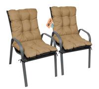 SuperKissen24. Coussin Dossier pour Chaise Longue, Siège, Banc de Jardin, Canapé - Lot de 2-96x48 cm - Bain de Soleil - Intérieur/Extérieur - imperméable - Beige