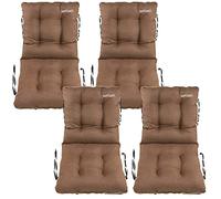 SuperKissen24. Coussin Dossier pour Chaise Longue, Siège, Banc de Jardin, Canapé - Lot de 4 48x48x48 cm - Bain de Soleil - Intérieur/Extérieur - Imperméable - Lin Marron