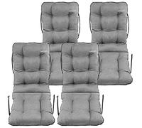 SuperKissen24. Coussin Dossier pour Chaise Longue, Siège, Banc de Jardin, Canapé - Lot de 4 48x48x48 cm - Bain de Soleil - Intérieur/Extérieur - Imperméable - Lin Gris