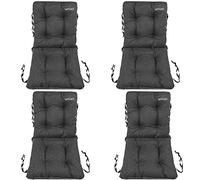 SuperKissen24. Coussin Dossier pour Chaise Longue, Siège, Banc de Jardin, Canapé - Lot de 4 48x48x48 cm - Bain de Soleil - Intérieur/Extérieur - Imperméable - Lin Noir