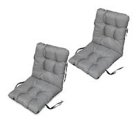 SuperKissen24 Coussin Dossier pour Chaise Longue, Siège, Banc de Jardin - Lot de 2-96x48 cm - Bain de Soleil - imperméable - Gris