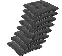 SuperKissen24. Coussin pour Chaise, Siège, Banc de Jardin, Canapé - Lot de 8 45x45cm - Bain de Soleil - Intérieur & Extérieur - Imperméable - Lin Noir