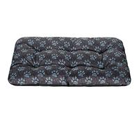 SuperKissen24. Coussin pour Chien, Matelas pour Chiens de Petite, Moyenne et Grande Taille, imperméable, Lavable, Taille M, Noir et Gris, Motif Pattes de Lin