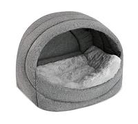 SuperKissen24. Lit Couvert pour Animaux - Niche Chien Intérieur - Panier Chiens et Chats - Étanche Grotte de Chien - Oeko-TEX Certificat - Petits Moyens et Grands Chiens - 41x30x31 cm - Gris Lin