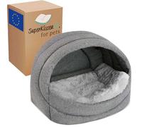 SuperKissen24. Lit Couvert pour Animaux - Niche Chien Intérieur - Panier Chiens et Chats - Étanche Grotte de Chien - Oeko-TEX Certificat - Petits Moyens et Grands Chiens - 61x45x41 cm - Gris Lin