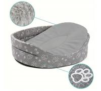 SuperKissen24 Lit pour Chien Chat Panier Ovale Corbeille Gris Blanc Taille M Couchage
