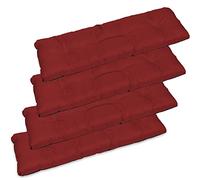 SuperKissen24. Lot de 4 Coussin Dossier pour Banc de Jardin Canapé - 120x38 cm - Intérieur/Extérieur - imperméable - Rouge foncé
