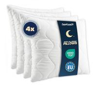 SuperKissen24. Lot de 4 Oreillers en Microfibre 80x80 cm avec Garnissage Fibre Polyester - Hypoallergenique Oreillers Dodo - Coussin de Canapé Decoratif - Good Sleep Blanc